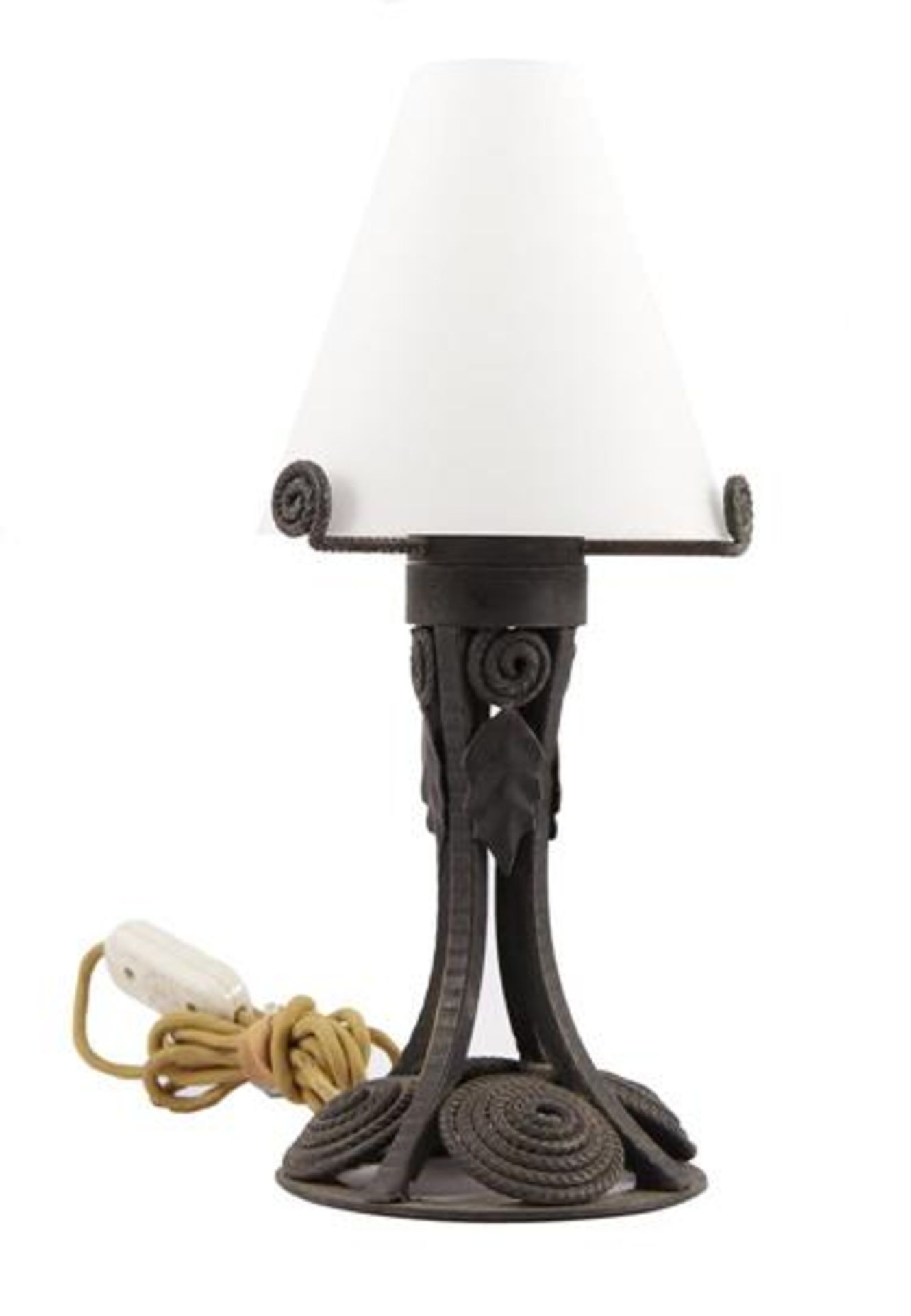 Art Deco wrought iron table lamp base approx. 1920 & nbsp; with matching Vetri & nbsp; Murano