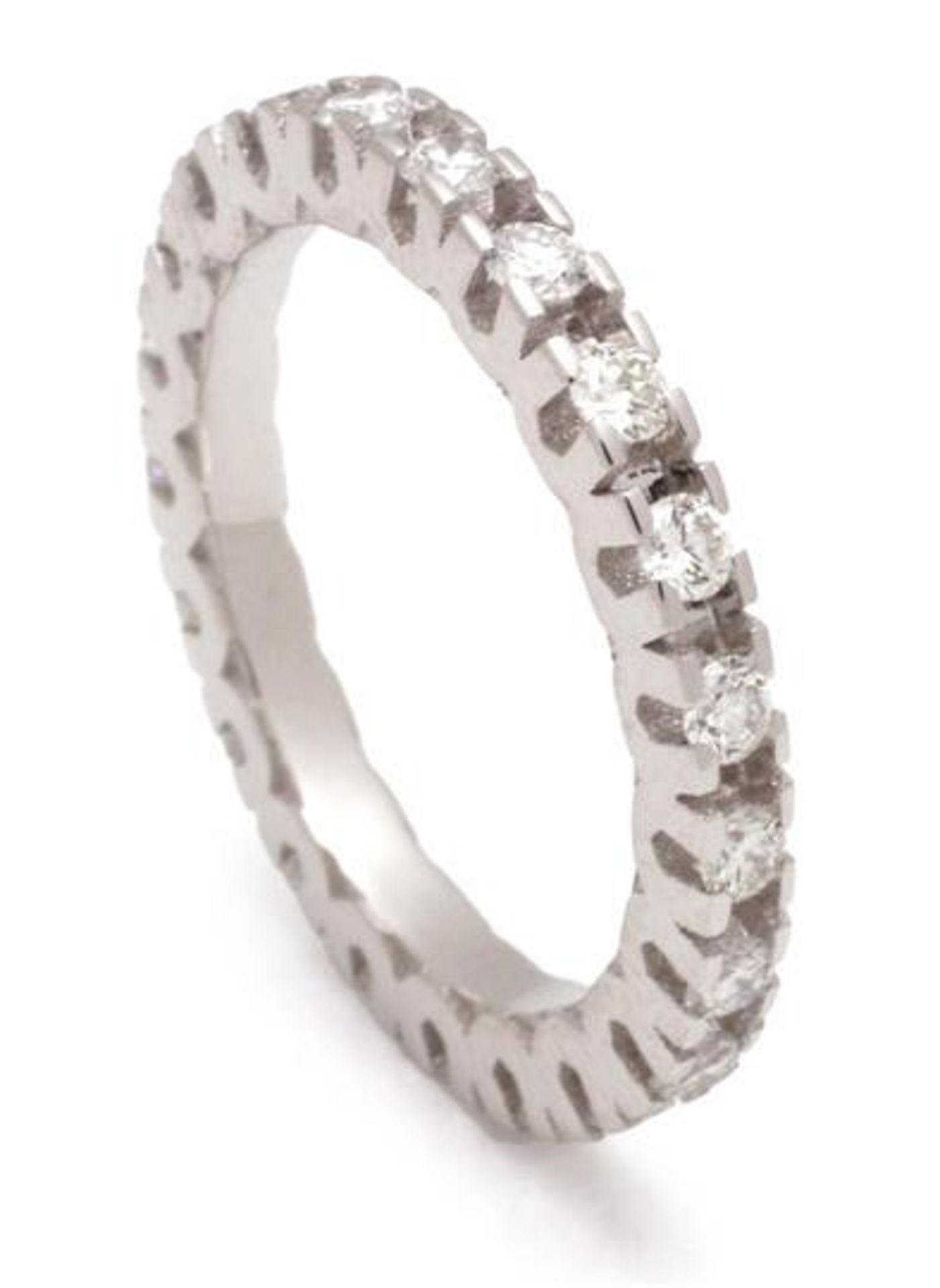 White gold alliance ring, 18 kt, set with brilliant cut diamond, approx. 0.90 ct, 17.5 mm