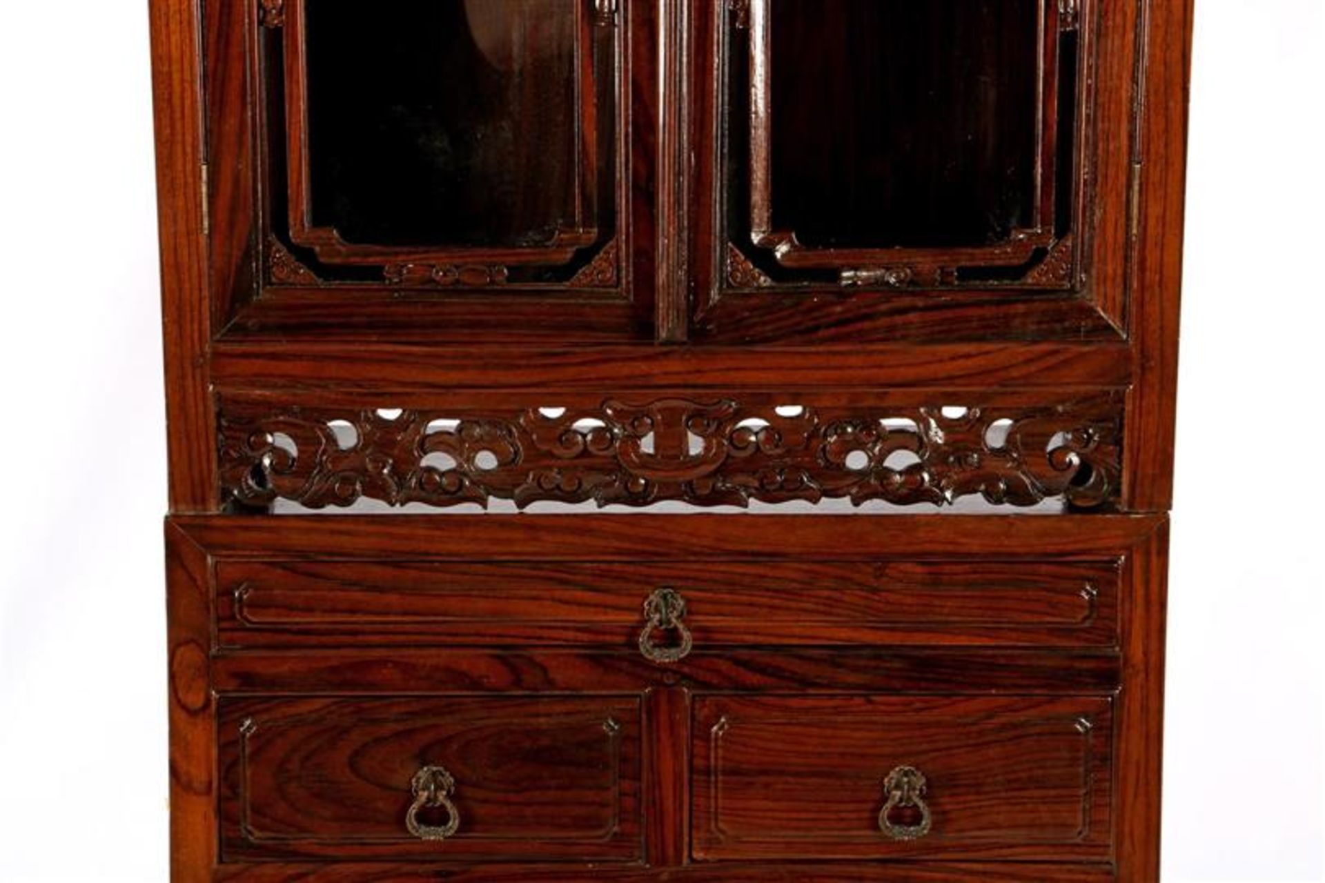 3-part rosewood oriental cabinet with beautiful stitching, 153 cm high, 63 cm wide, 33 cm deep ( - Bild 3 aus 4