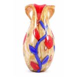 Colored elegant glass flower vase 39.5 cm high, 21.5 cm diameter