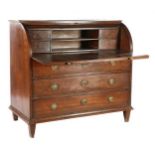 Oak Louis Seize cylinder desk with 3 drawers 110 cm high, 119 cm wide, 63.5 cm deep (1 ring of