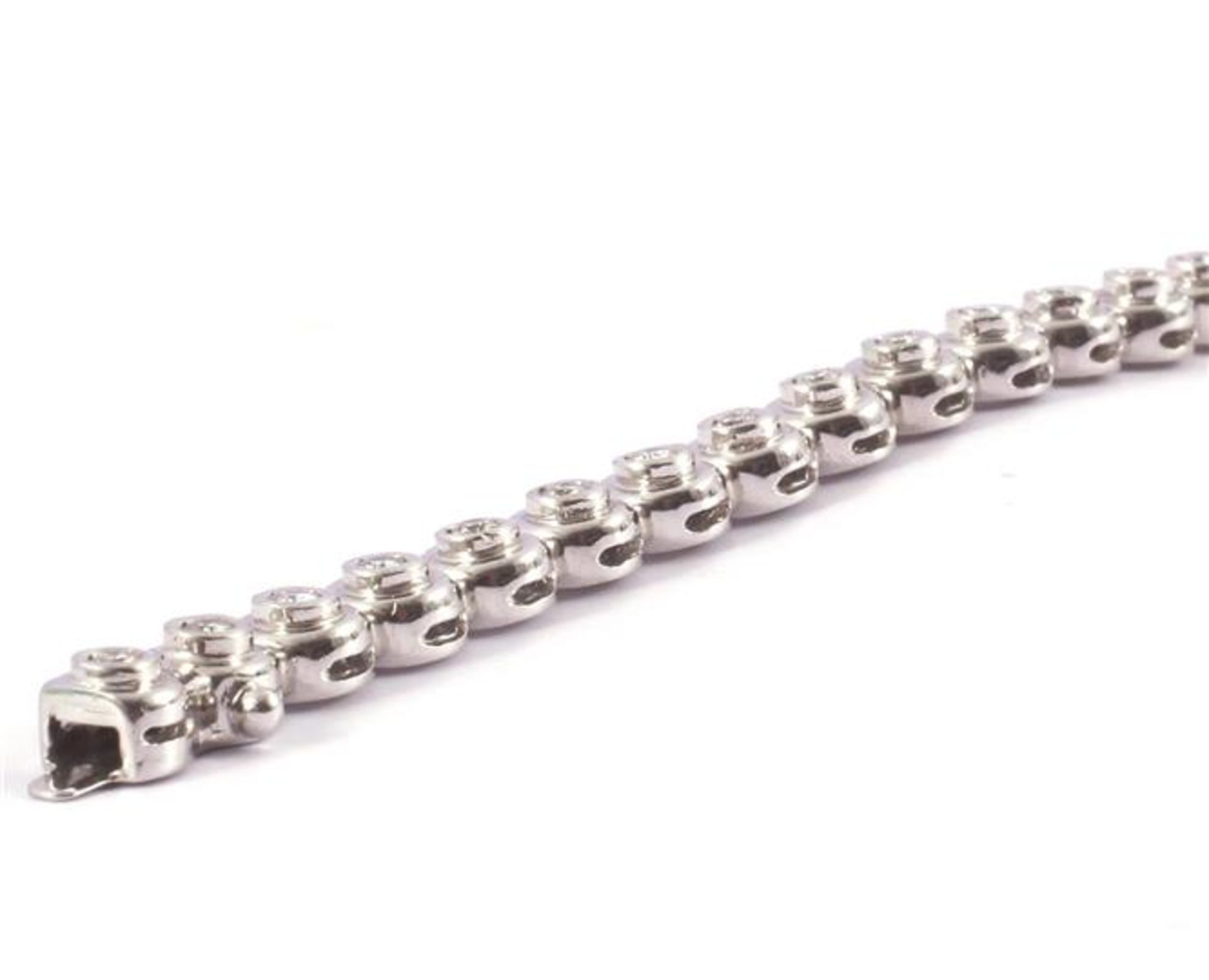 White gold bracelet, 18 kt, set with brilliant cut diamond, approx. 1.00 ct, 18 cm long - Image 2 of 2