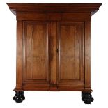 Walnut veneer on oak 2-door cabinet, 18th century, 204 cm high, 193 cm wide, 78.5 cm deep (right