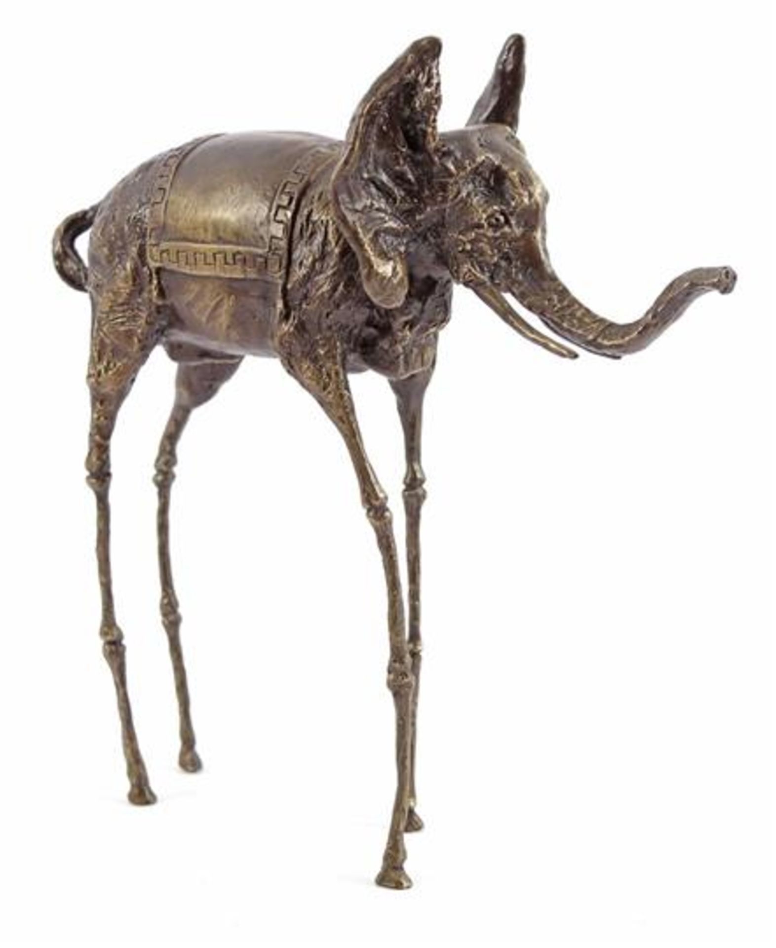 Bronze sculpture of an elephant, inspired by Salvador Dali, 30 cm high