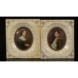 2 & nbsp; miniature portraits of Napoleon and his wife Joséphine de Beauharnais & nbsp; in decorated