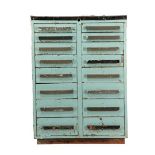 Russian industrial 16-load iron chest of drawers 97.5 cm high, 71.5 cm wide, 48 cm deep