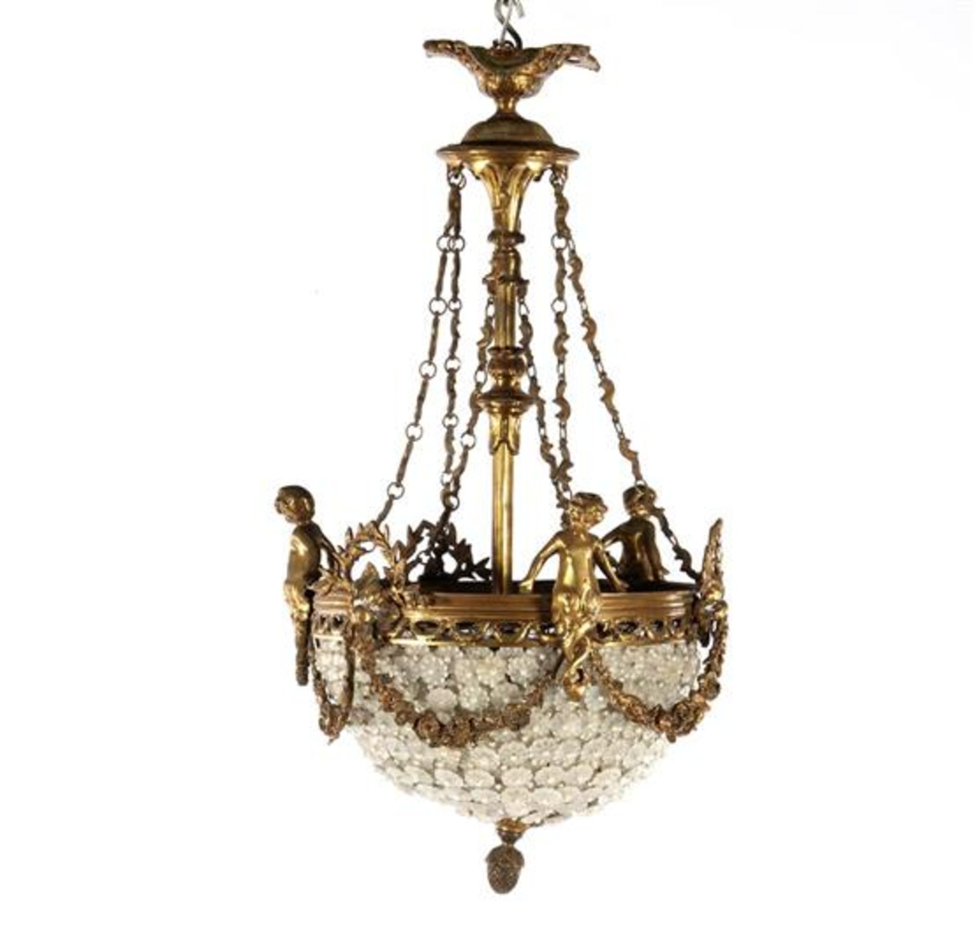 Classic hanging lamp with glass rosettes, 80 cm high