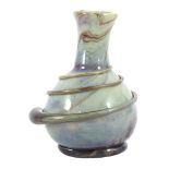 Unclearly signed, beautifully colored glass vase with spiral decoration on the outside, 11 cm high