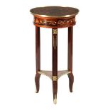 Round & nbsp; classic side table with beautiful inlay and bronze ornaments, 82 cm high, 45 cm