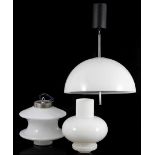 Opaline glass hanging lamp 24 cm high, opaline lampshade 28 cm high and & nbsp; plexiglass hanging