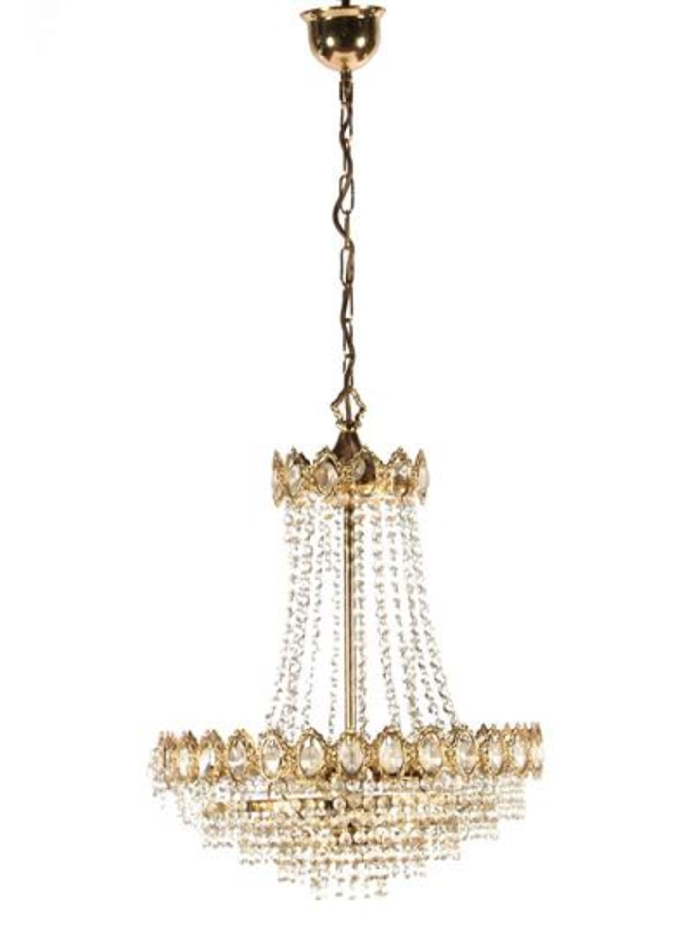 Classic copper 7-light chandelier with glass cones, approx. 100 cm high, 42 cm diameter & nbsp;