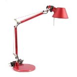 Artemide Tolomeo Micro red lacquered metal desk lamp 66 cm high