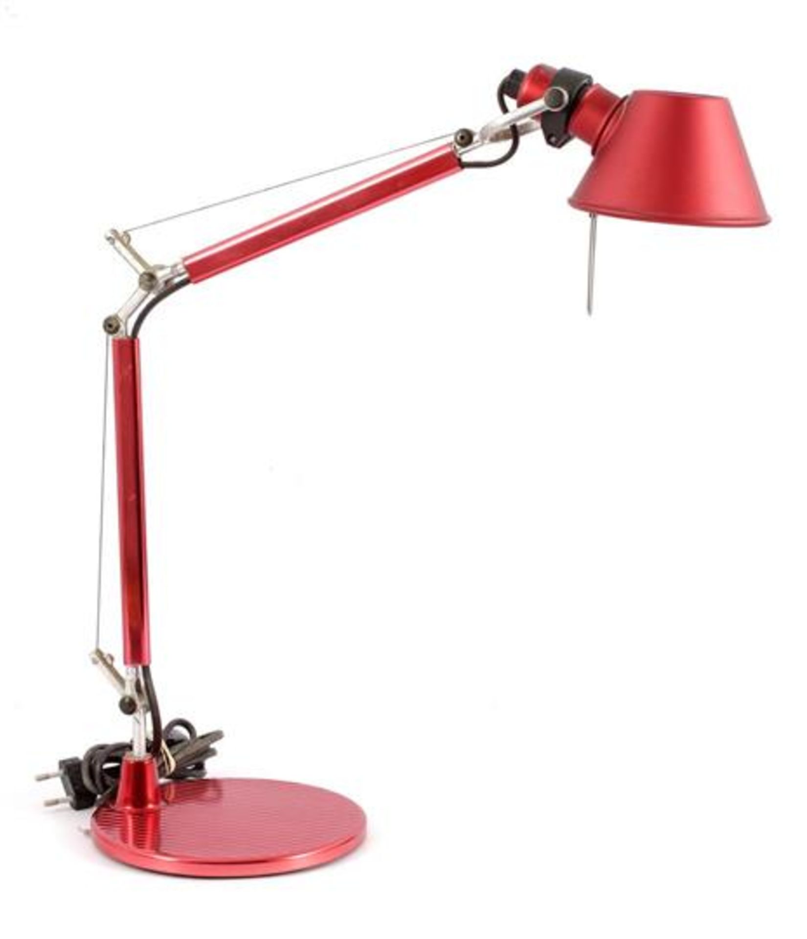 Artemide Tolomeo Micro red lacquered metal desk lamp 66 cm high