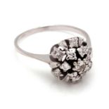 White gold entourage ring, 14 krt., Set with & nbsp; diamond approx. 0.25 ct., 17.25 mm