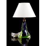 Polychrome colored glass table lamp, possibly design Pietro Toso for Murano, not marked / stickered,