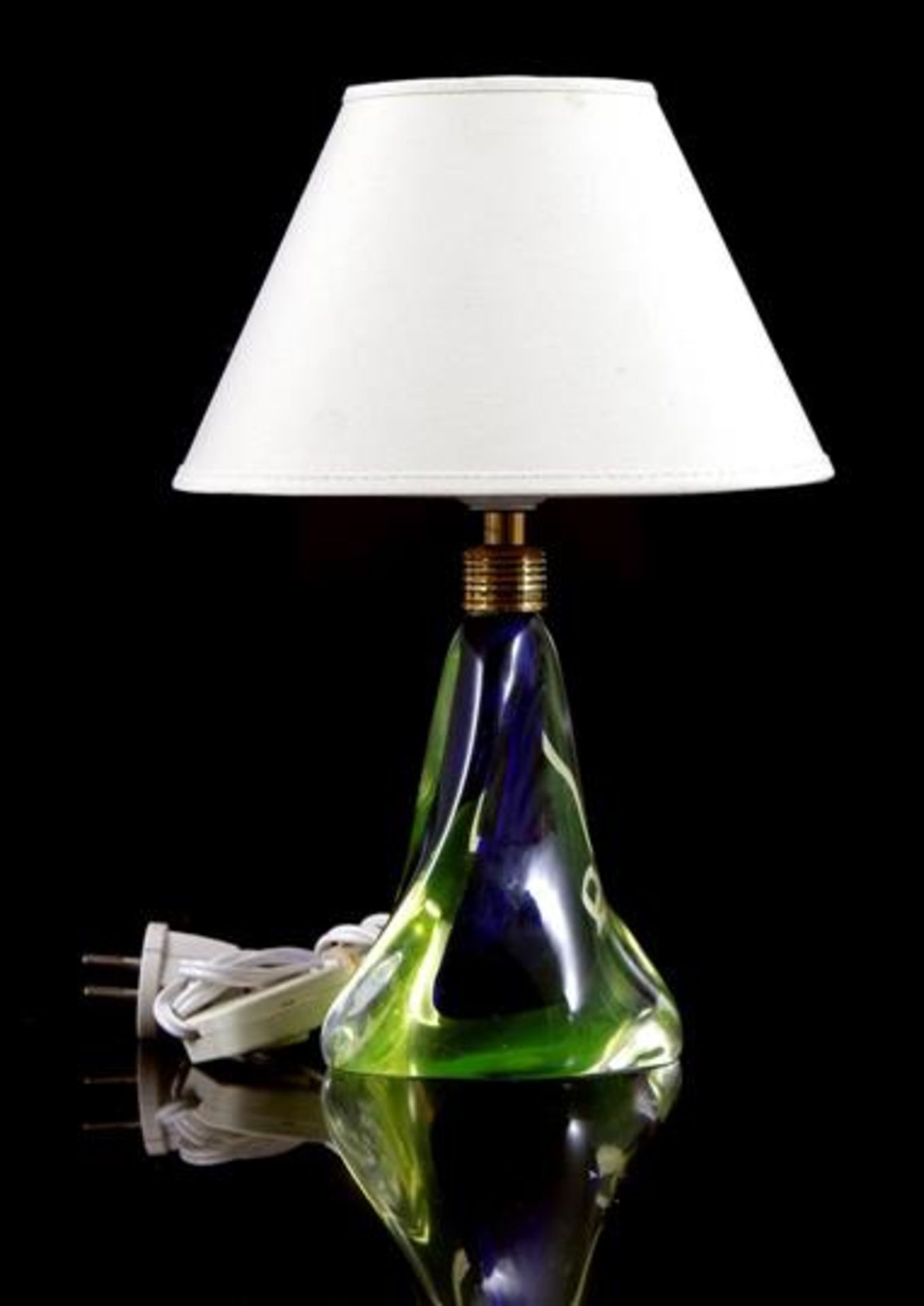 Polychrome colored glass table lamp, possibly design Pietro Toso for Murano, not marked / stickered,