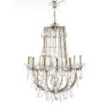 Classic 13-light chandelier with many cones, 105 cm high, 67 cm diameter