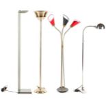 3 metal & nbsp; floor lamps incl. Gispen, 2 x 176 cm high and approx. 135 cm high, and copper