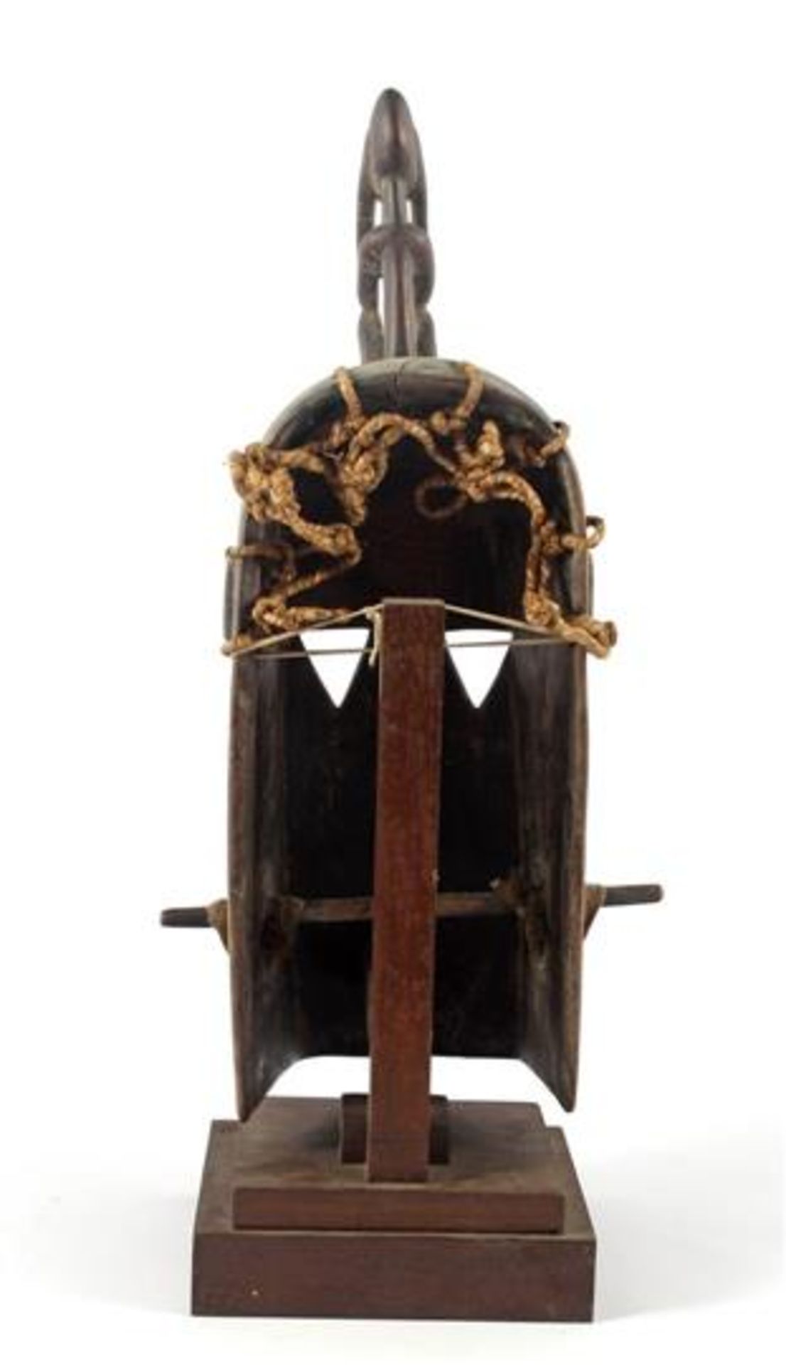 Wooden masked Dogon Mali mask, from before 1950, 47.5 cm high, 23 cm wide, on wooden stand - Image 2 of 2