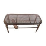 Oval Thonet table with glass plate 75.5 cm high, top 161x65 cm