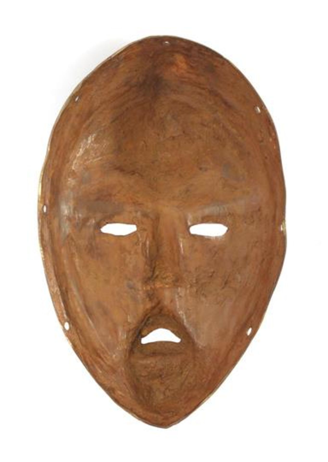 Rare cast bronze Diomande / Dan miniature mask, Ivory Coast, 21 x 13 cm. These masks were cast by - Image 2 of 3
