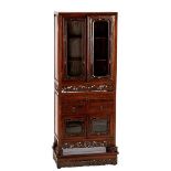 3-part rosewood oriental cabinet with beautiful stitching, 153 cm high, 63 cm wide, 33 cm deep (