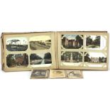 Album with 240 old Dutch postcards of places, cities, villages, portraits and a stack of 40 old