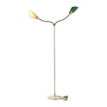 Floor lamp with 2 colored glass shades on flexible arms, approx. 125 cm high