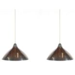 2 aluminum hanging lamps / billiard lamps, excl. Cord 24 cm high and 44 cm diameter