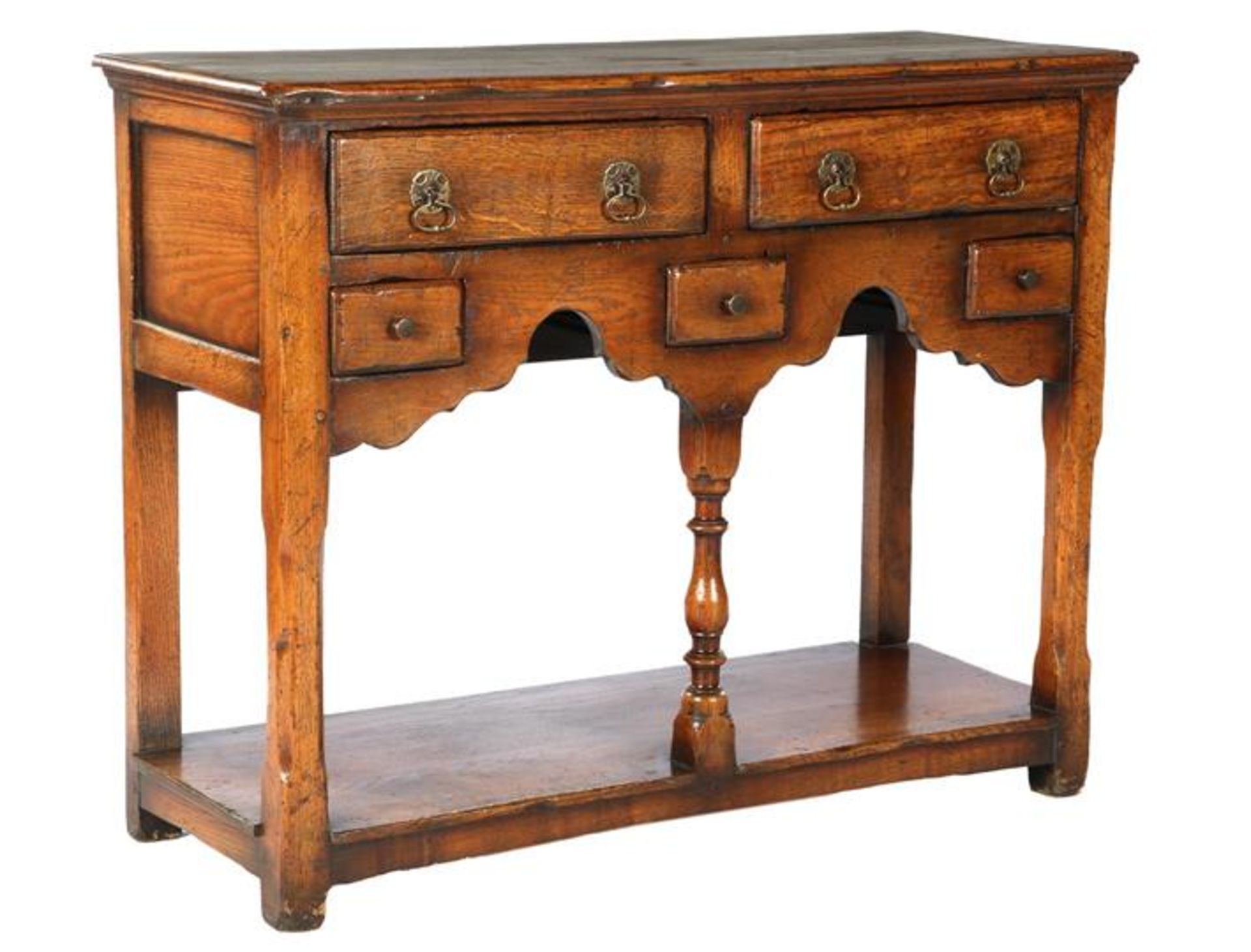 Classic hall table with 5 drawers and bottom shelf, after antique model, 72 cm high, 92 cm wide,