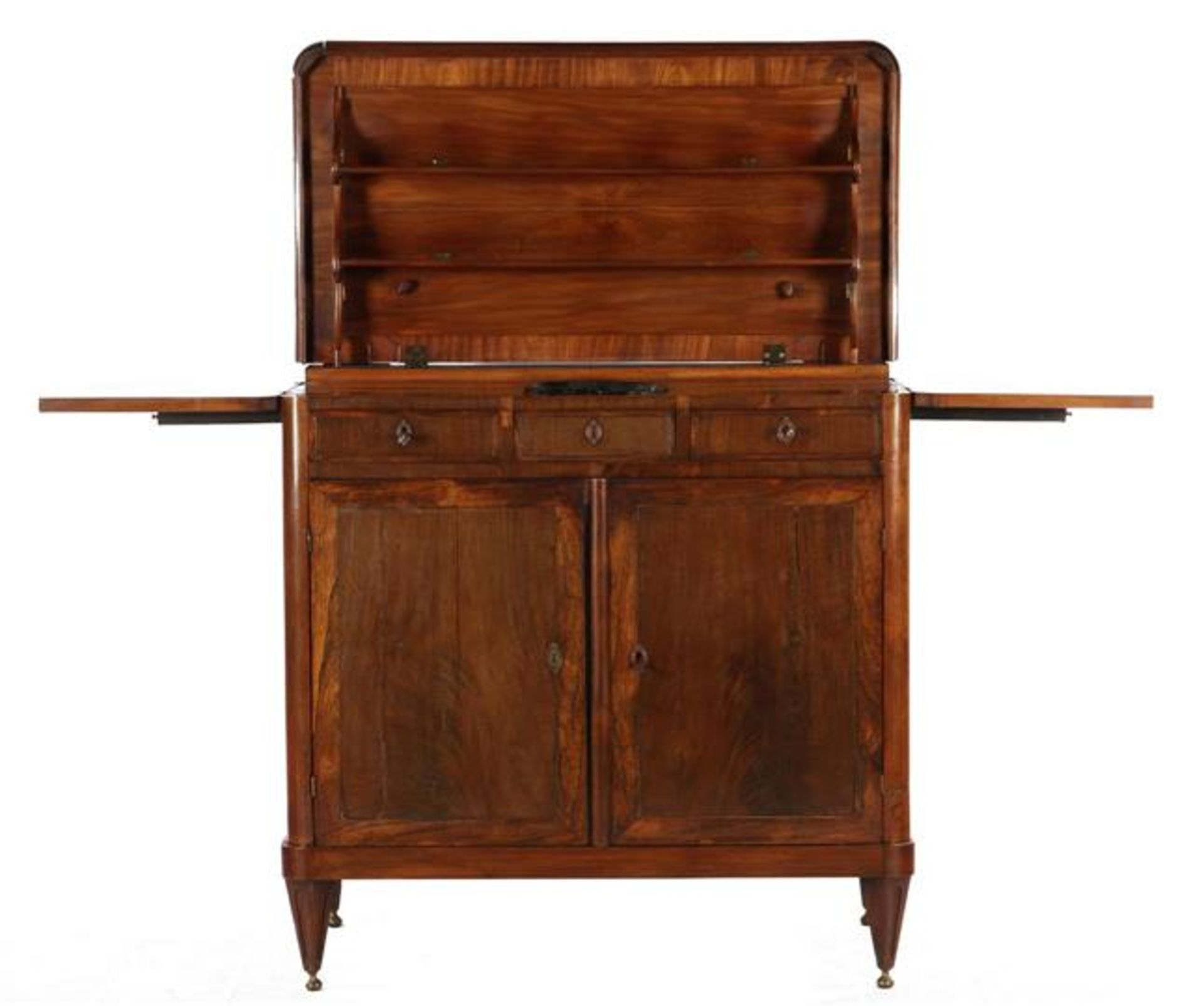 Mahogany veneer on oak and pine & nbsp; 18th century folding buffet with folding top, folding side