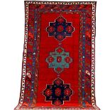 Antique Caucasian Kazak carpet from the Azerbaijan Russian Sovjet Union period, showing a sickle &