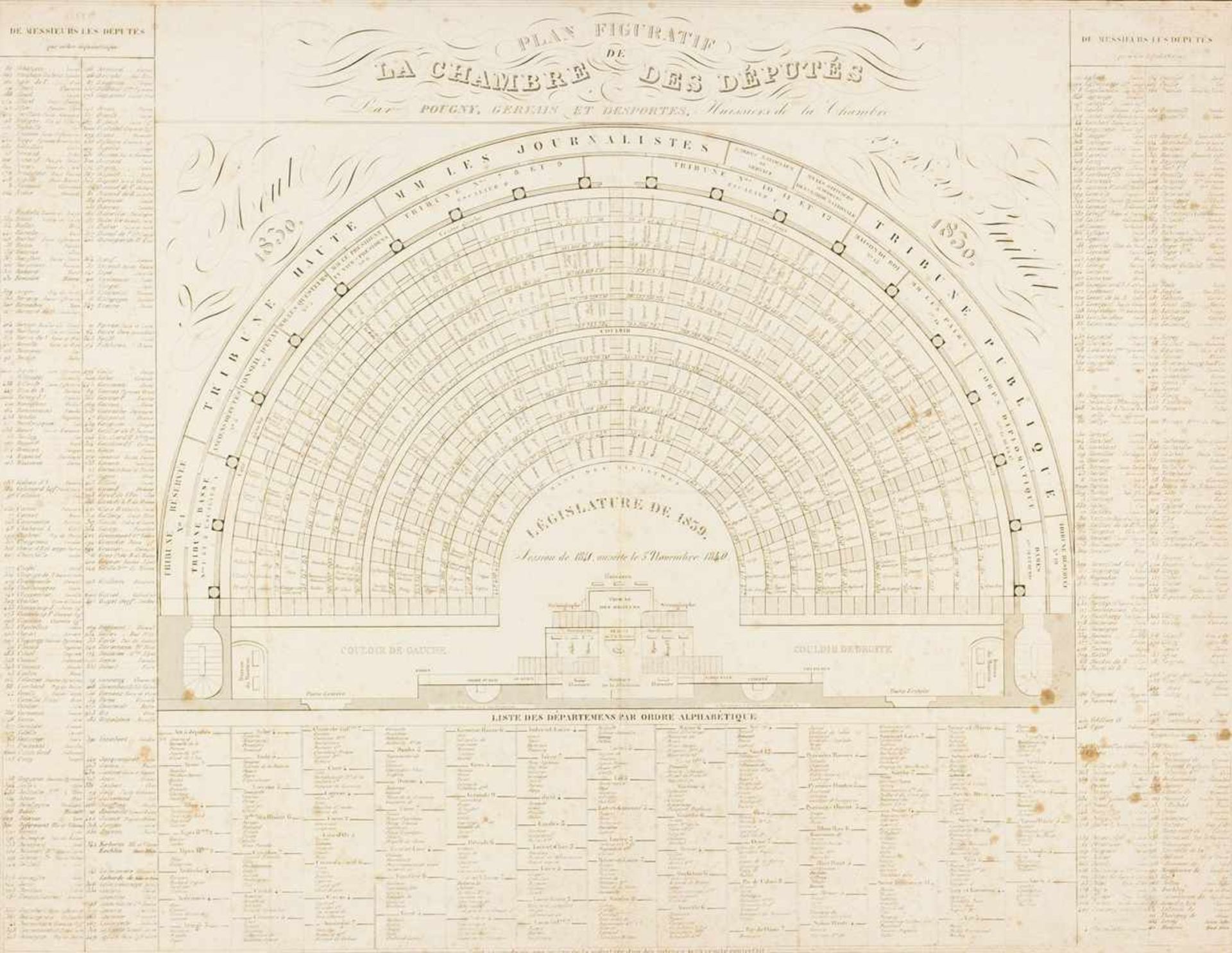 Frankreich. – Plan Figuratif de la Chambre des Députés.