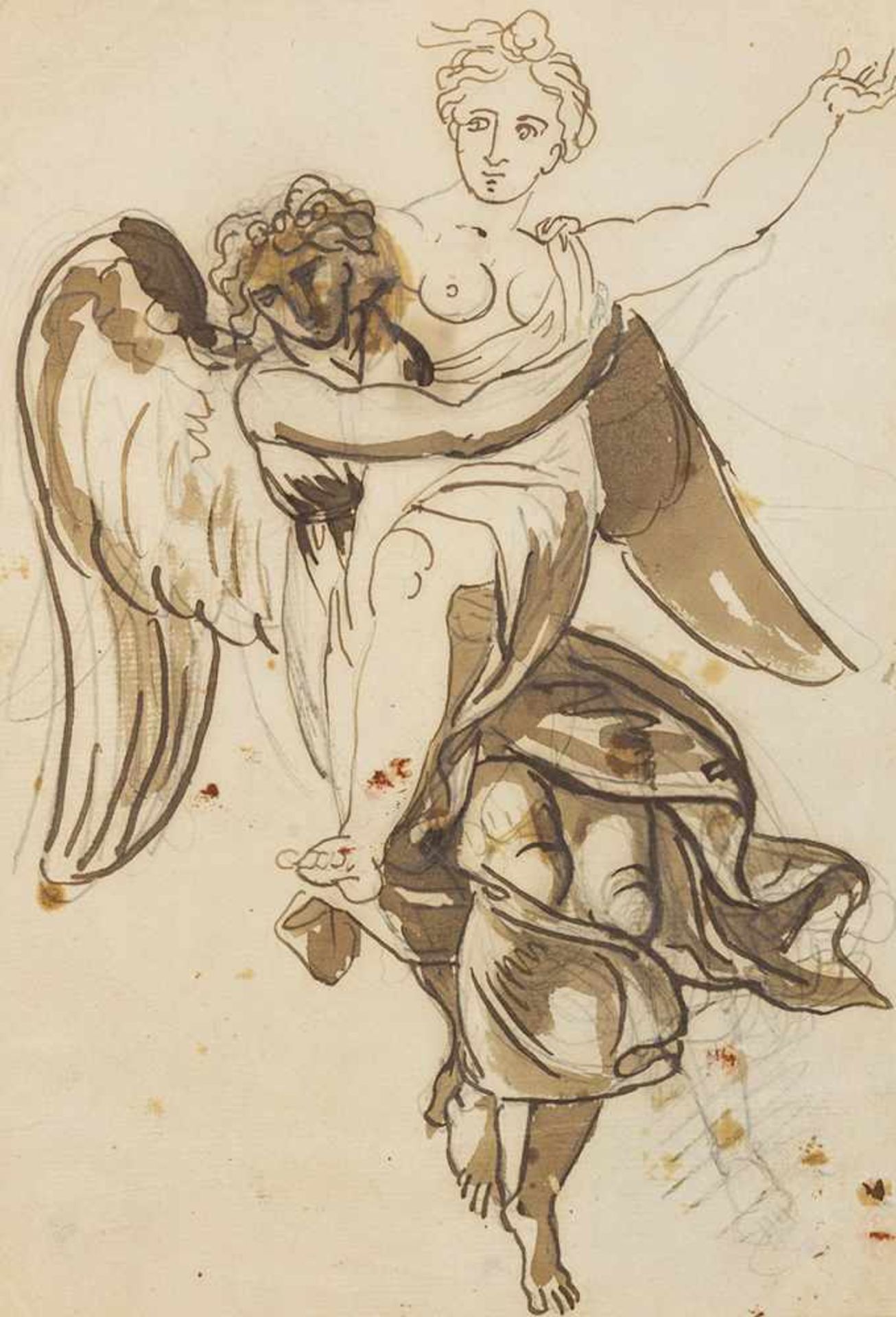 Giani, Felice (1758-1823). Boreas entführt Oreithya. Zeichnung. Tuschfeder und Tuschpinsel über