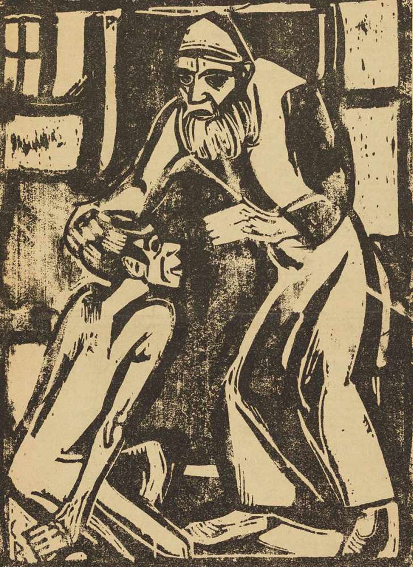 Der Anbruch, "2. Jg., 1919/20, Nr. I, daraus: Erich Heckel, Selbstbildnis, Holzschnitt (Dube 306 - Bild 2 aus 2