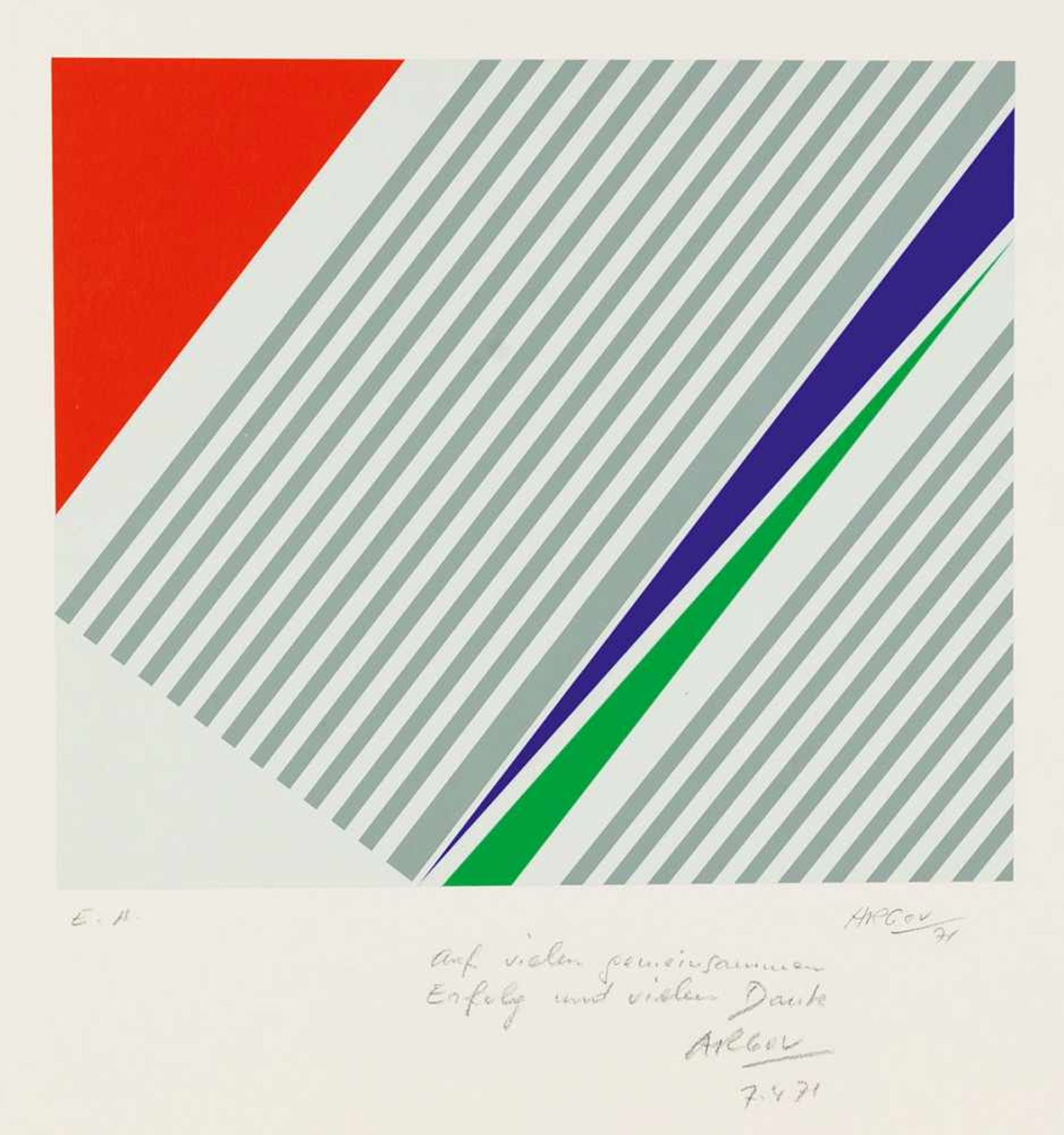 Argov, Michael (1920-1982). Farbige Geometrie in Bewegung. Serigraphie, leichter Karton, mit
