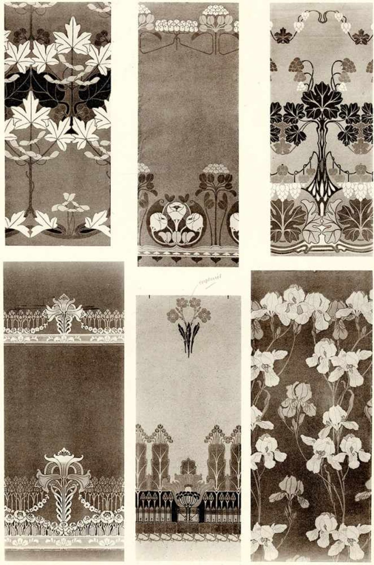 Jugendstil. – Motifs de décoration plane. "Paris, Guérinet, um 1905. Fol. Tit. u. 24 Tafeln mit