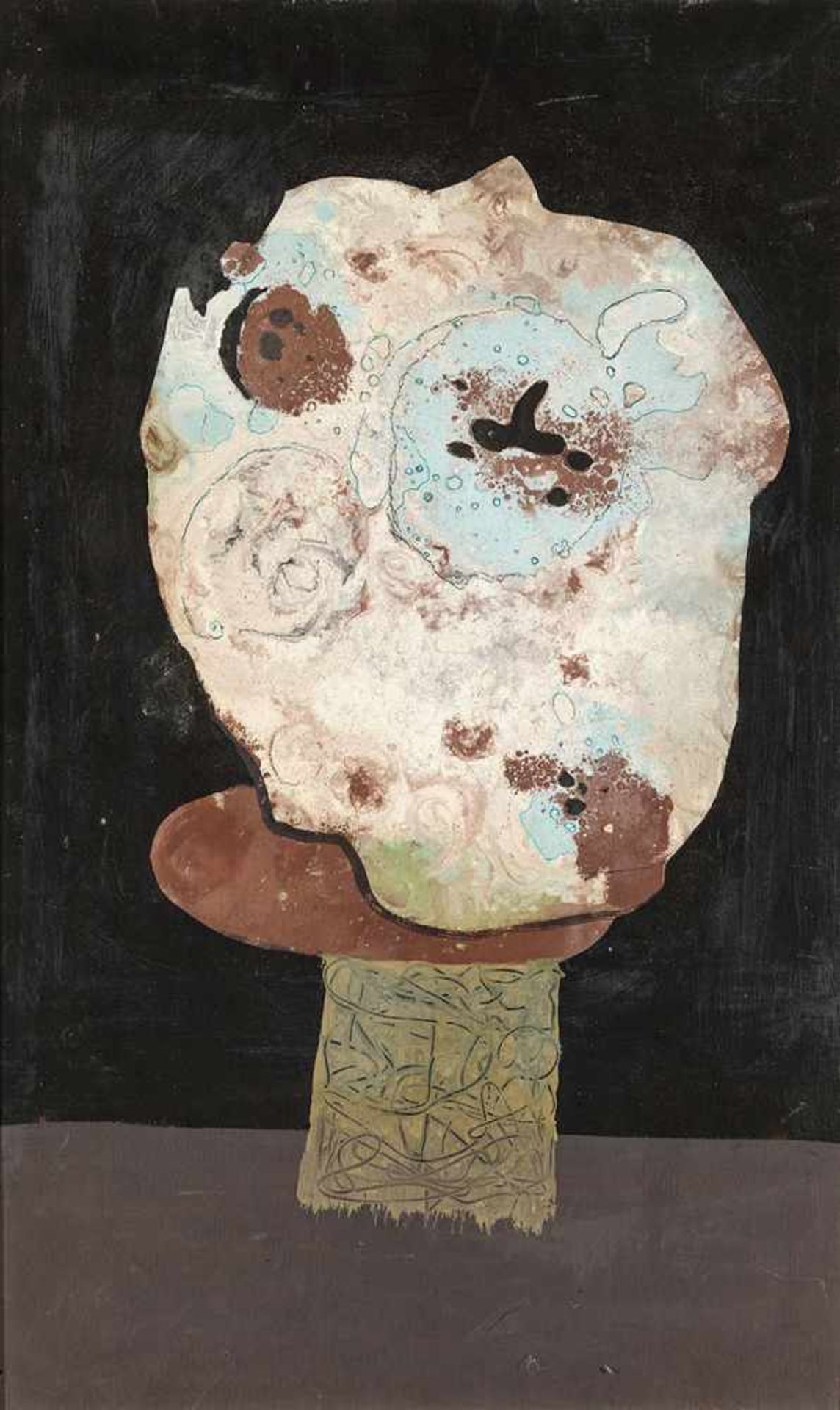 BAUHAUS. – Leo Grewenig "(1898-1991). Meteorit, auf Sockel gestellt. Öl und Tempera,