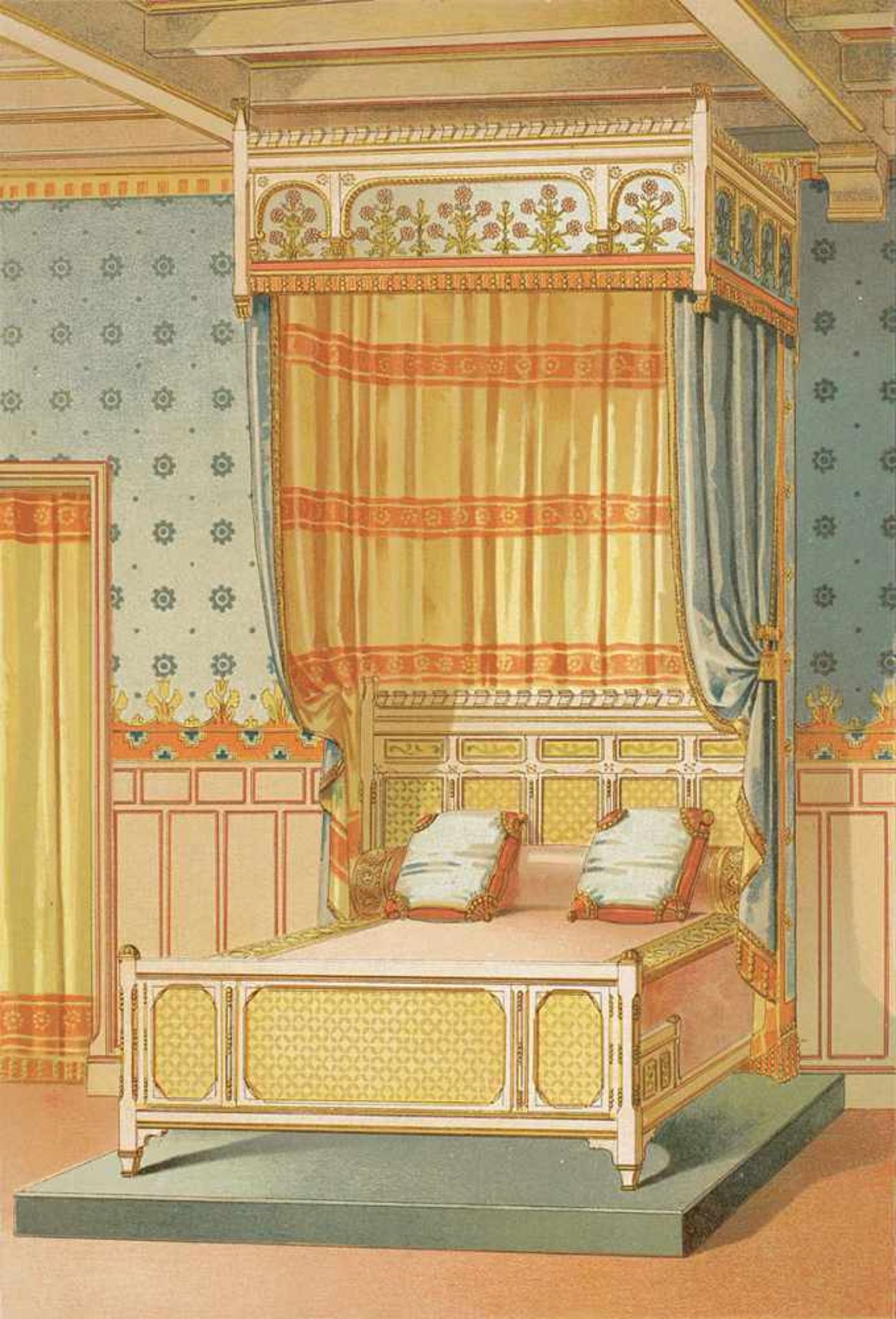 Möbel, Raumkunst. – Ernest Foussier. Nouveaux modèles de tentures. Décoration des lits. (Dekoration