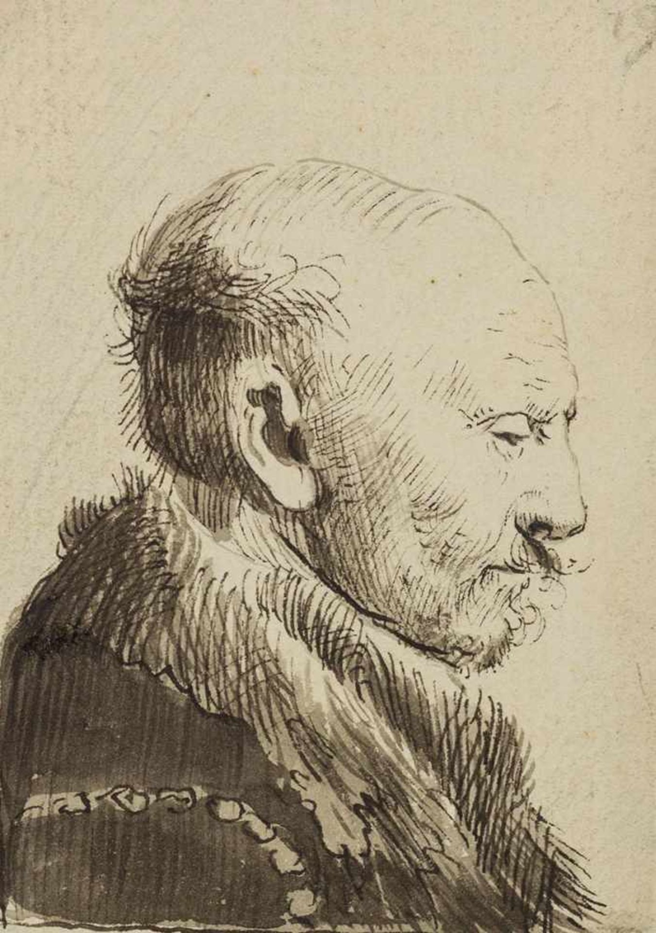 Rembrandt Harmensz. van Rijn (1606-1669), nach. Kahlkopf, nach rechts gewendet (Rembrandts Vater?).