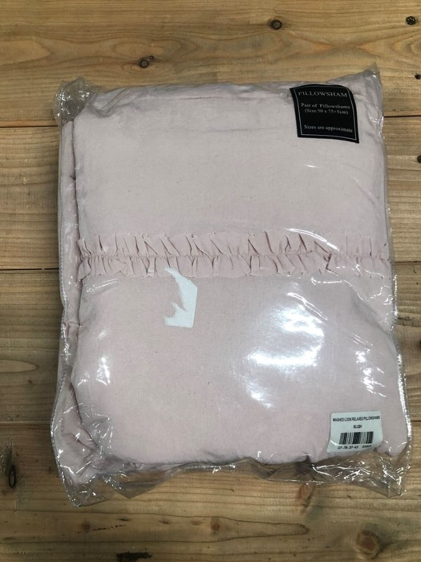 1 BAGGED WASHED LOOK RELAXED PAIR OF PILLOWSHAMS IN BLUSH PINK / RRP £19.99 (PUBLIC VIEWING