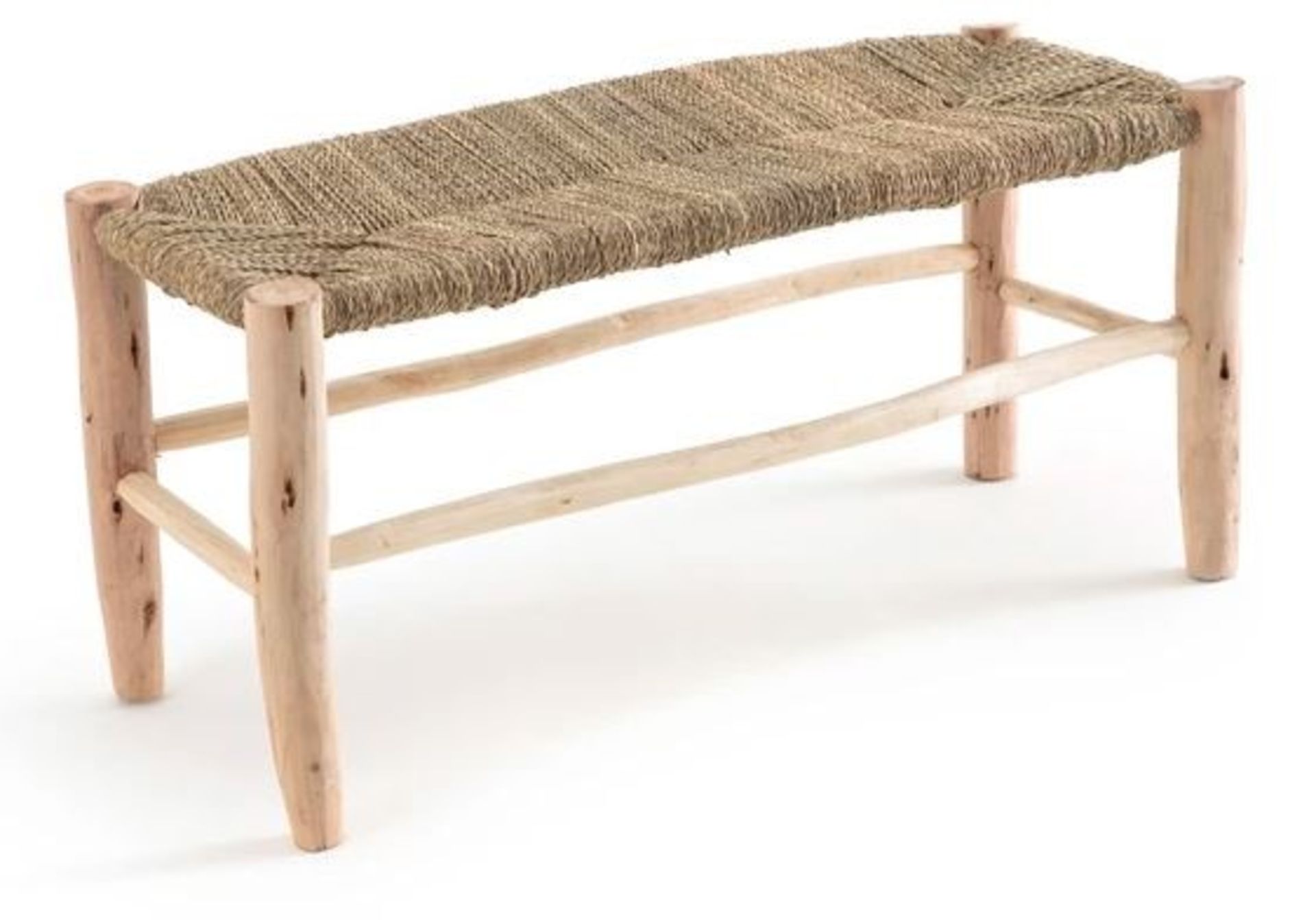 1 GRADE B ASSEMBLED DESIGNER GHADA RAW WILLOW WOOD BENCH IN NATURAL / RRP £145.00 **SMALL CRACK ON