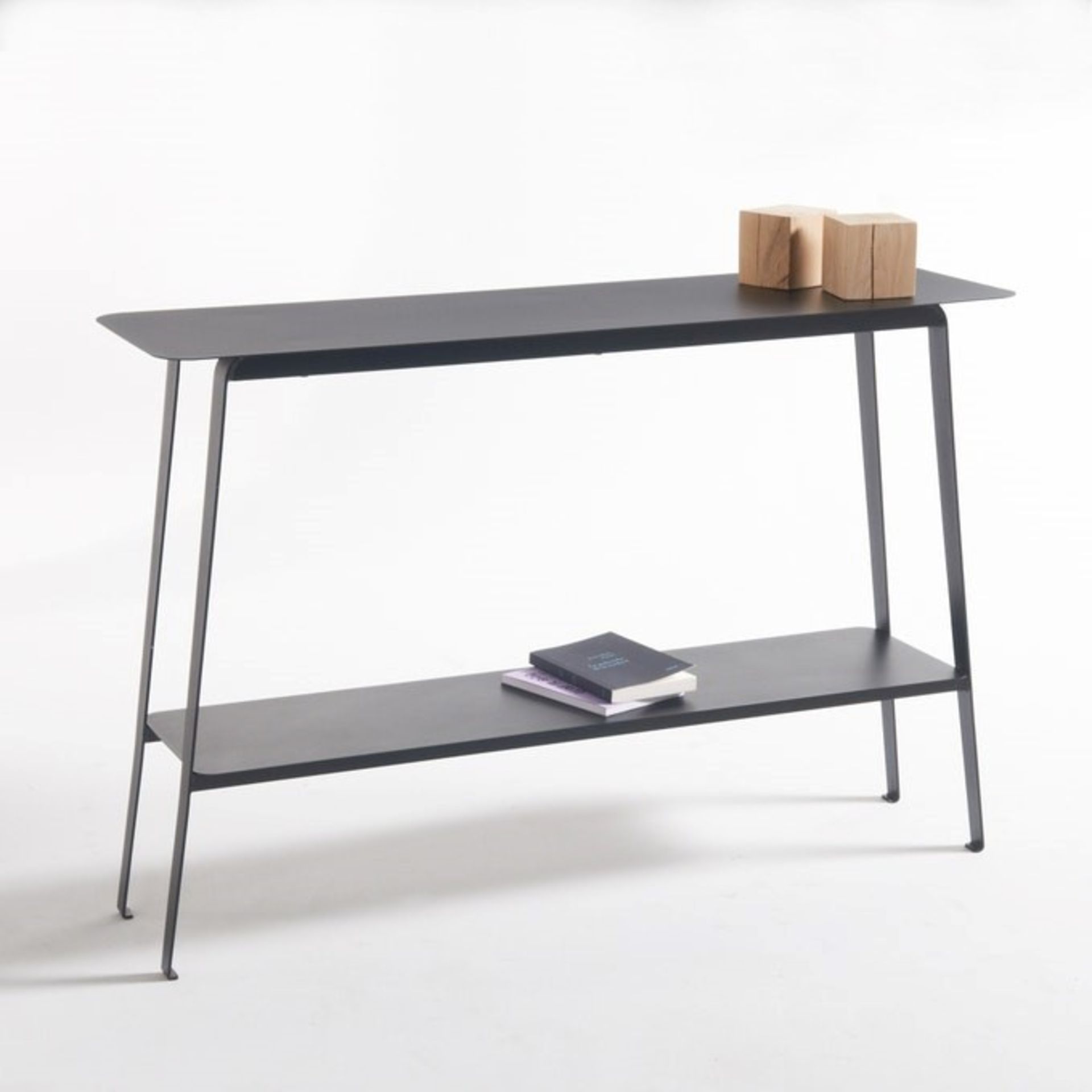 1 GRADE B BOXED HIBA STEEL CONSOLE TABLE IN BLACK / RRP £185.00 (PUBLIC VIEWING AVAILABLE)