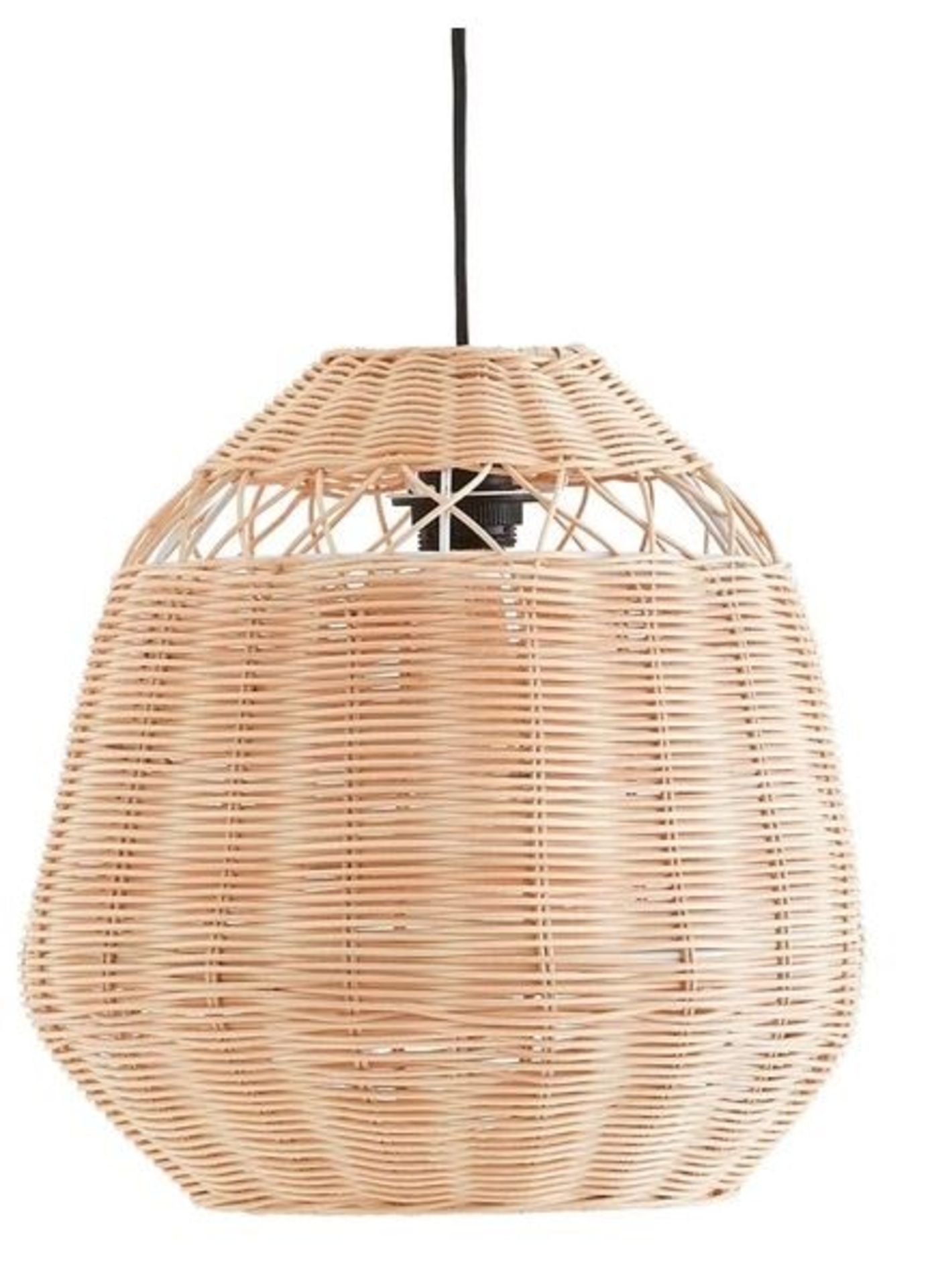 1 GRADE A ASSEMBLED DESIGNER NOGU WOVEN RATTAN PENDANT SHADE IN NATURAL / RRP £85.00 (PUBLIC VIEWING