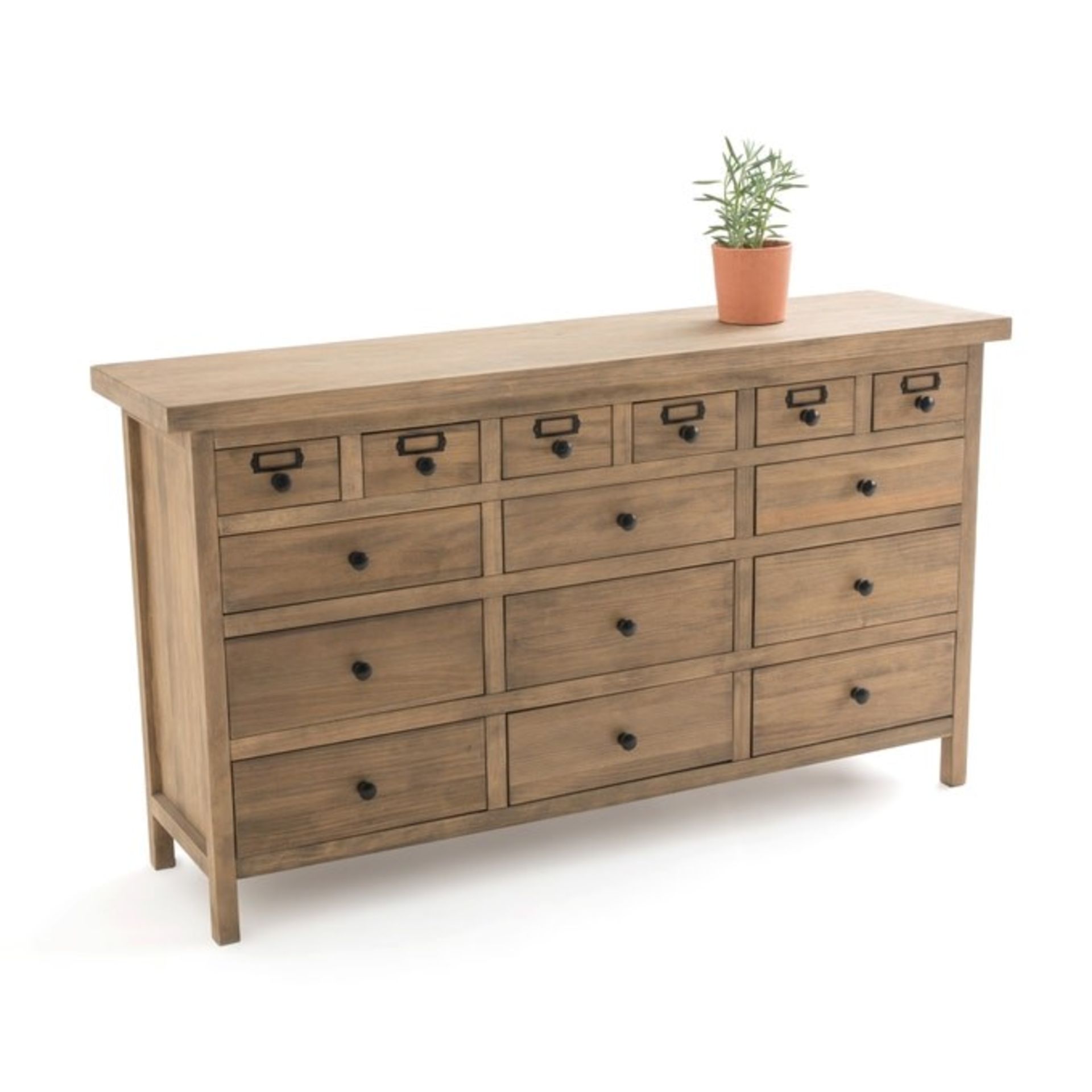 1 GRADE B BOXED LUNJA NATURAL WAXED SIDEBOARD CABINET WITH 15 DRAWERS / RRP £625.00 (PUBLIC