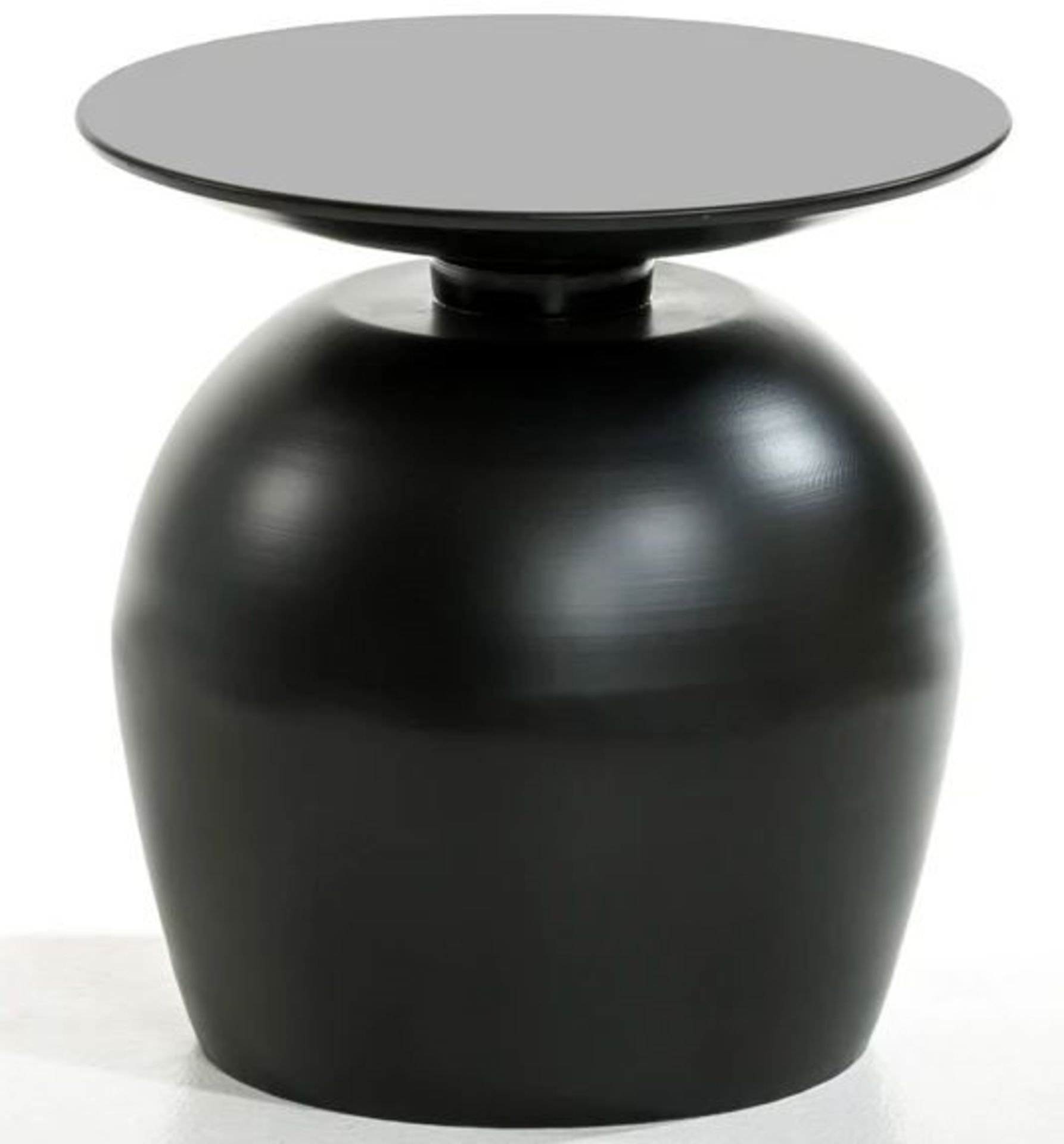 1 GRADE B ASSEMBLED DESIGNER LOTHAR METAL SIDE TABLE IN BLACK / RRP £150.00 **RIM SLIGHTLY