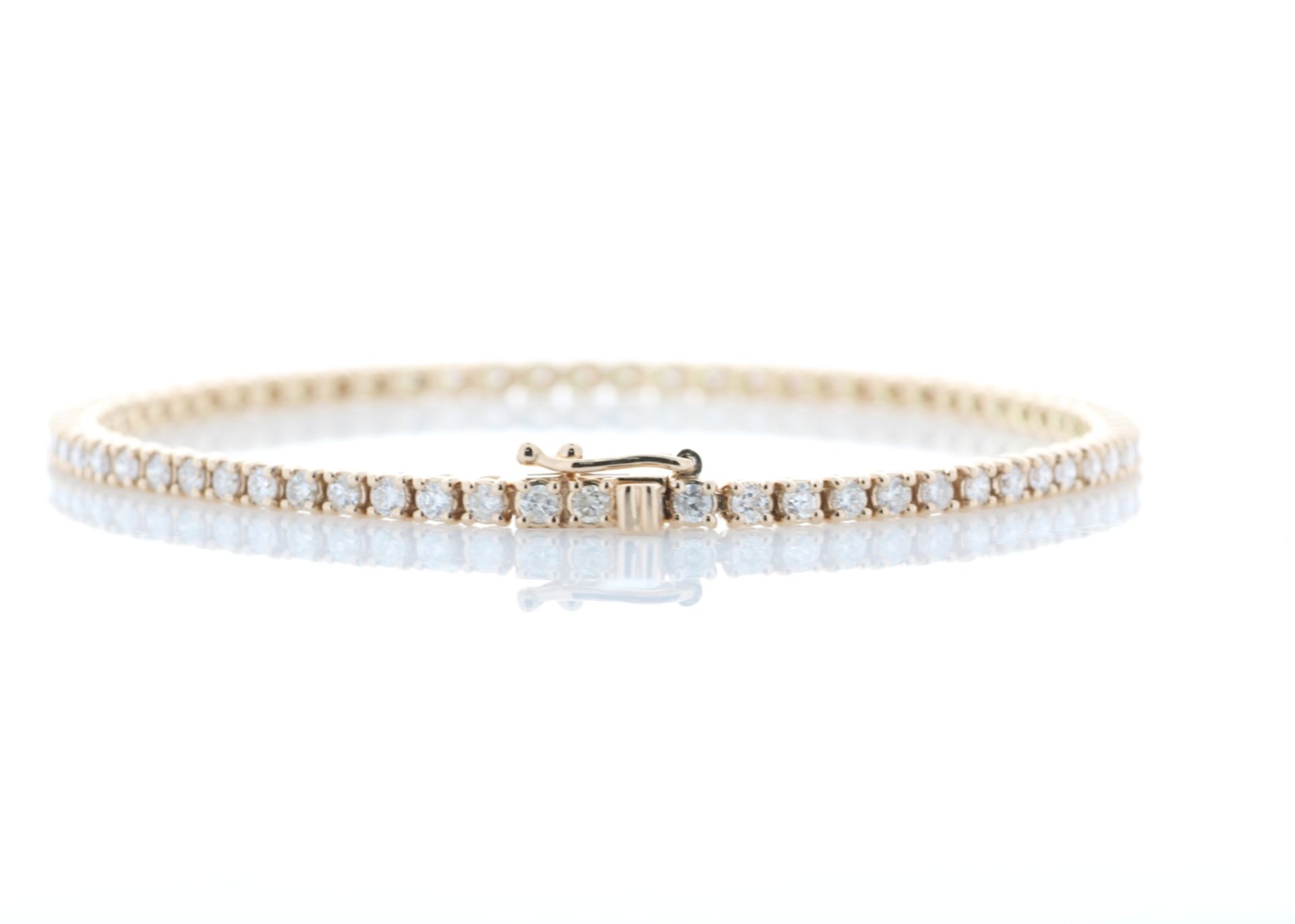 Valued by GIE £22,555.00 - 18ct Rose Gold Tennis Diamond Bracelet 2.00 Carats - 2493002, Colour-D, - Image 3 of 6