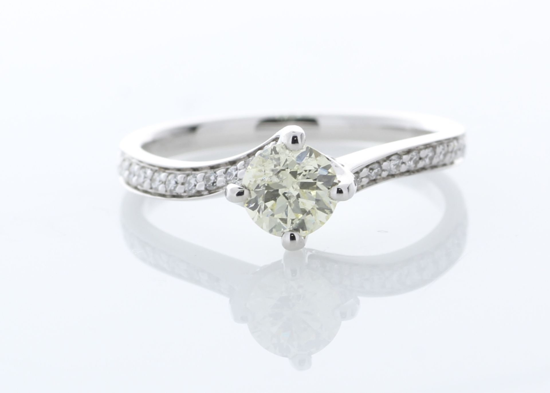 Valued by GIE £11,795.00 - 18ct White Gold Single Stone with Diamond set Shoulders Ring (0.57) 0.