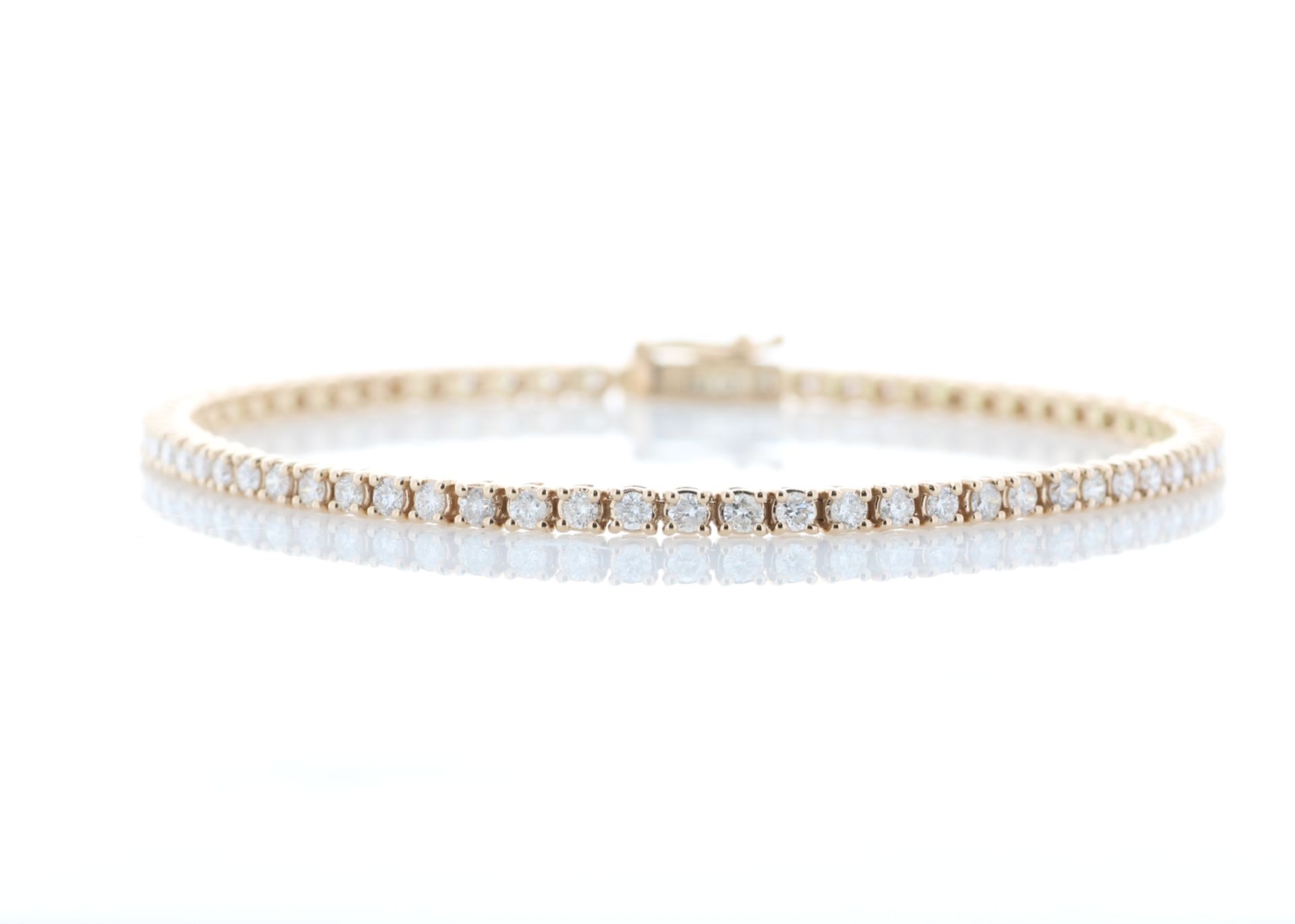 Valued by GIE £22,555.00 - 18ct Rose Gold Tennis Diamond Bracelet 2.00 Carats - 2493002, Colour-D,