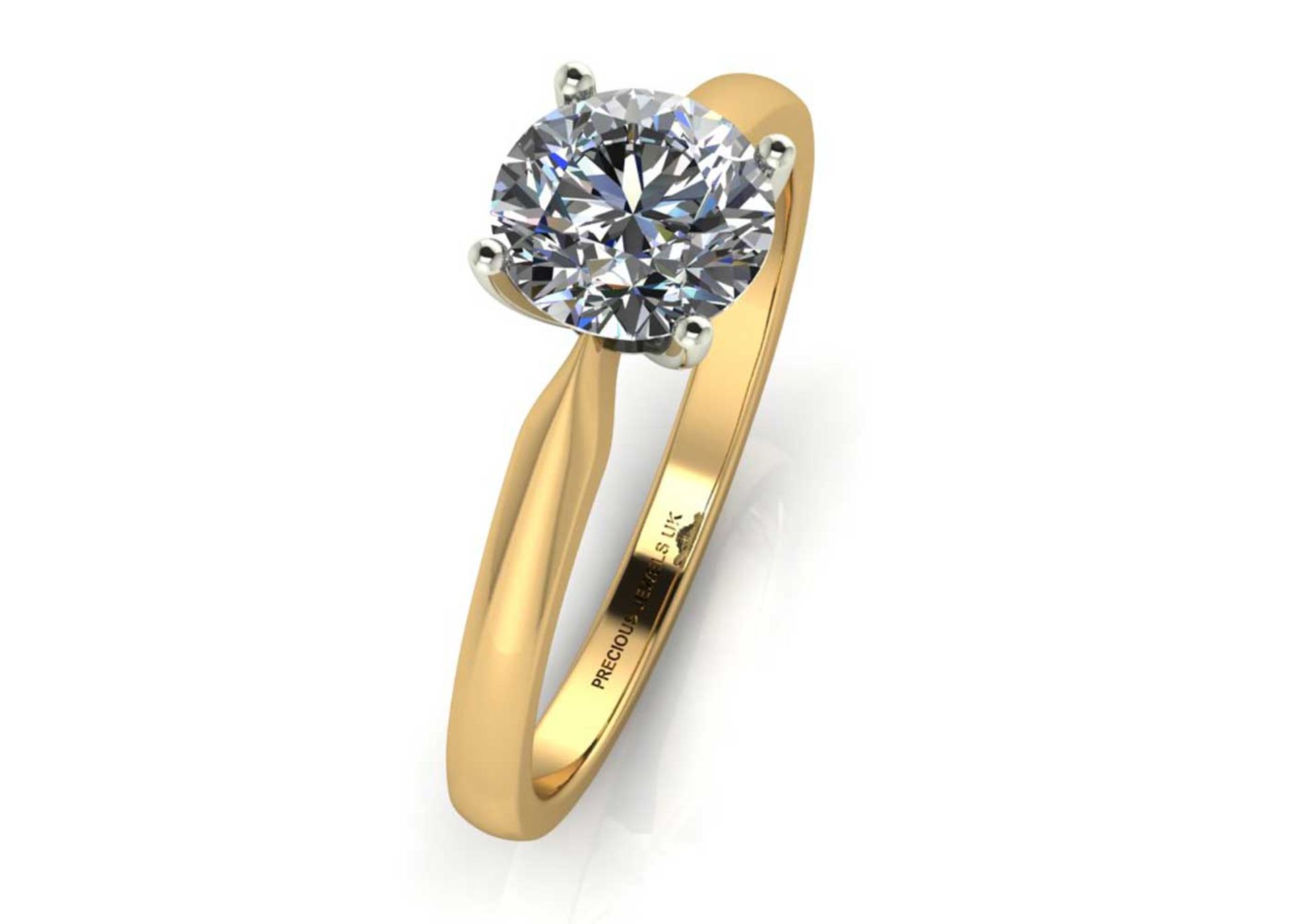 Valued by AGI £1,538.00 - 18ct Yellow Gold Single Stone Claw Set Diamond Ring H VS 0.25 Carats - - Image 3 of 4